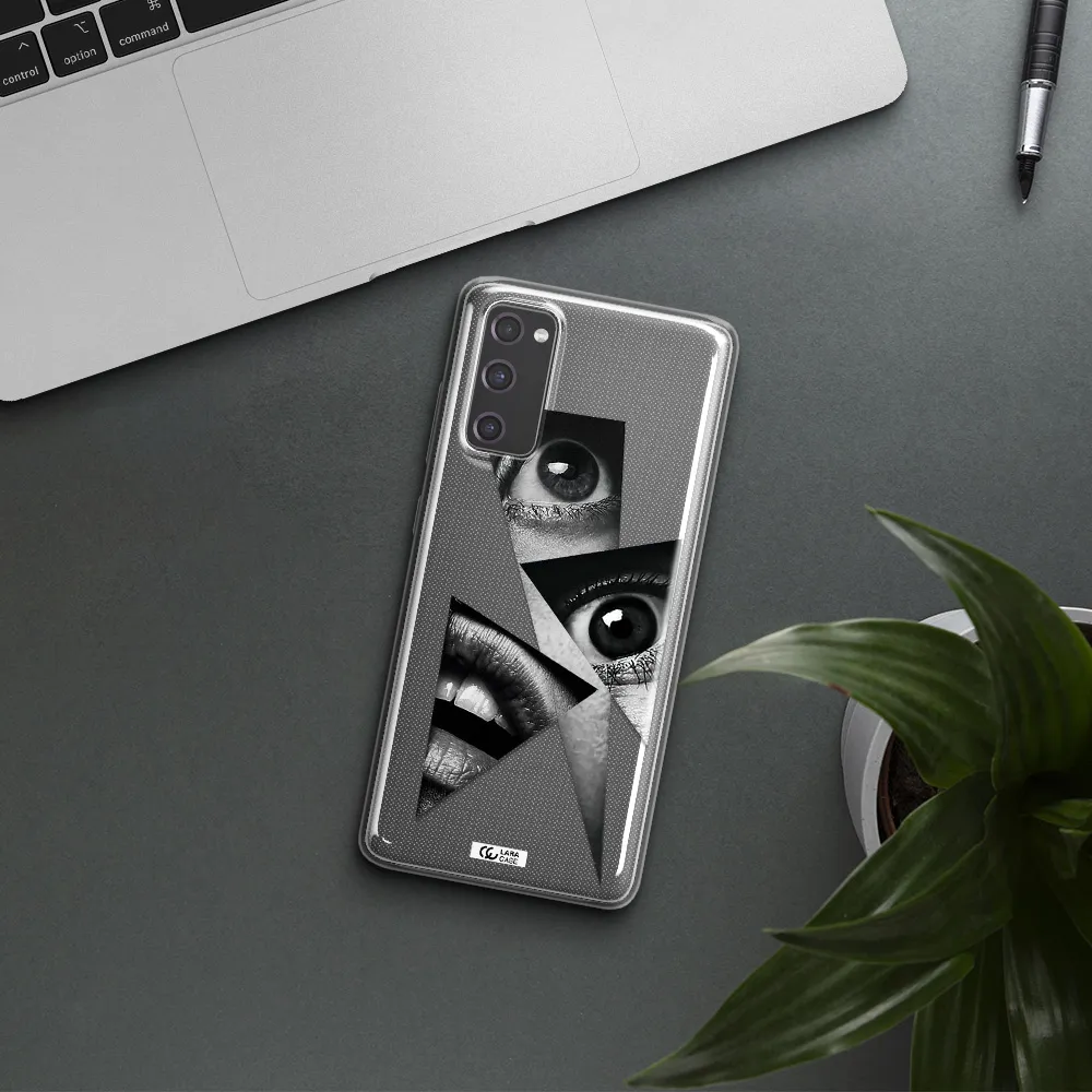 a close-up of a woman's eyes and lips Samsung S20 Fe Clear TPU Case