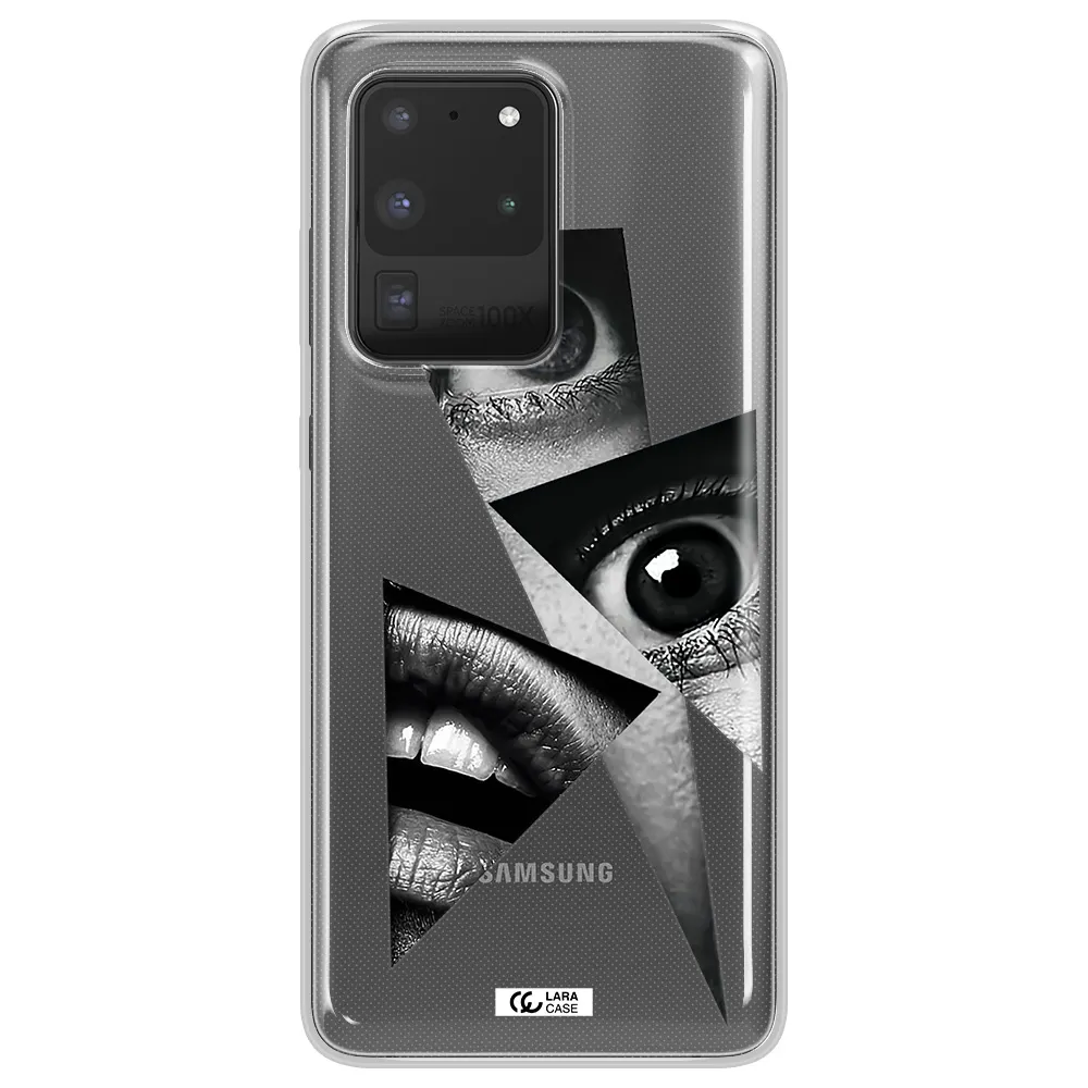 a close-up of a woman's eyes and lips Samsung S20 Ultra Clear TPU Case