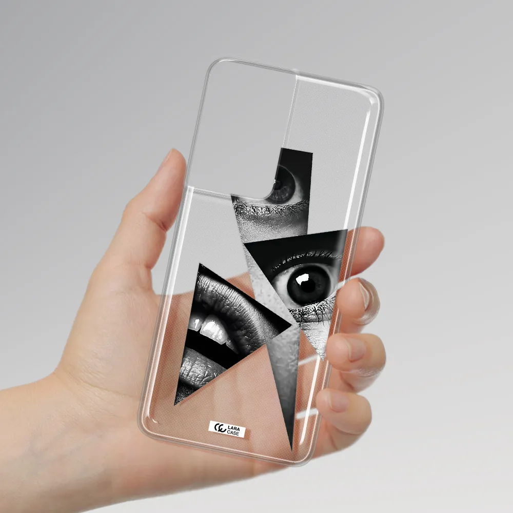 a close-up of a woman's eyes and lips Samsung S21 Ultra Clear TPU Case