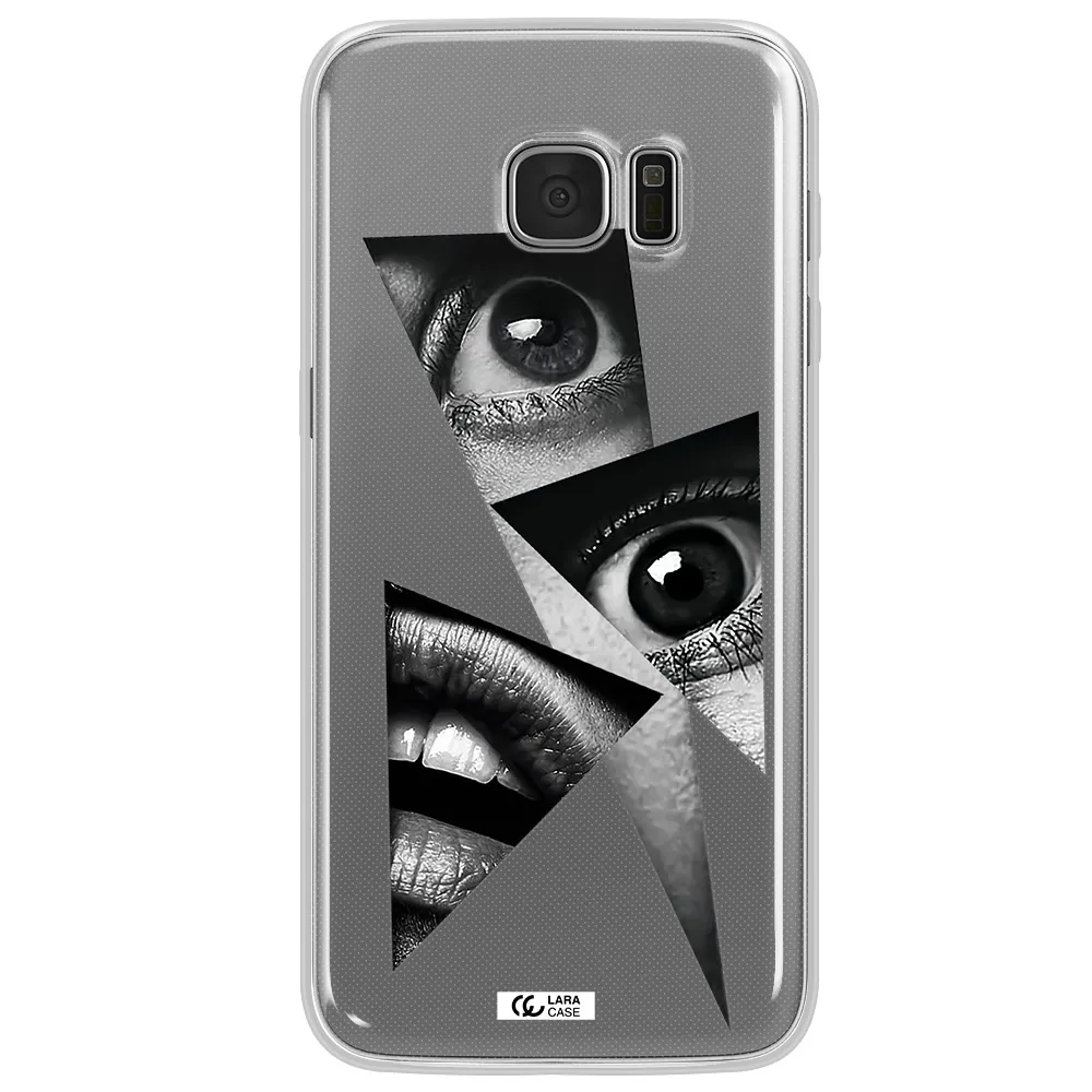 a close-up of a woman's eyes and lips Samsung S7 Edge Clear TPU Case