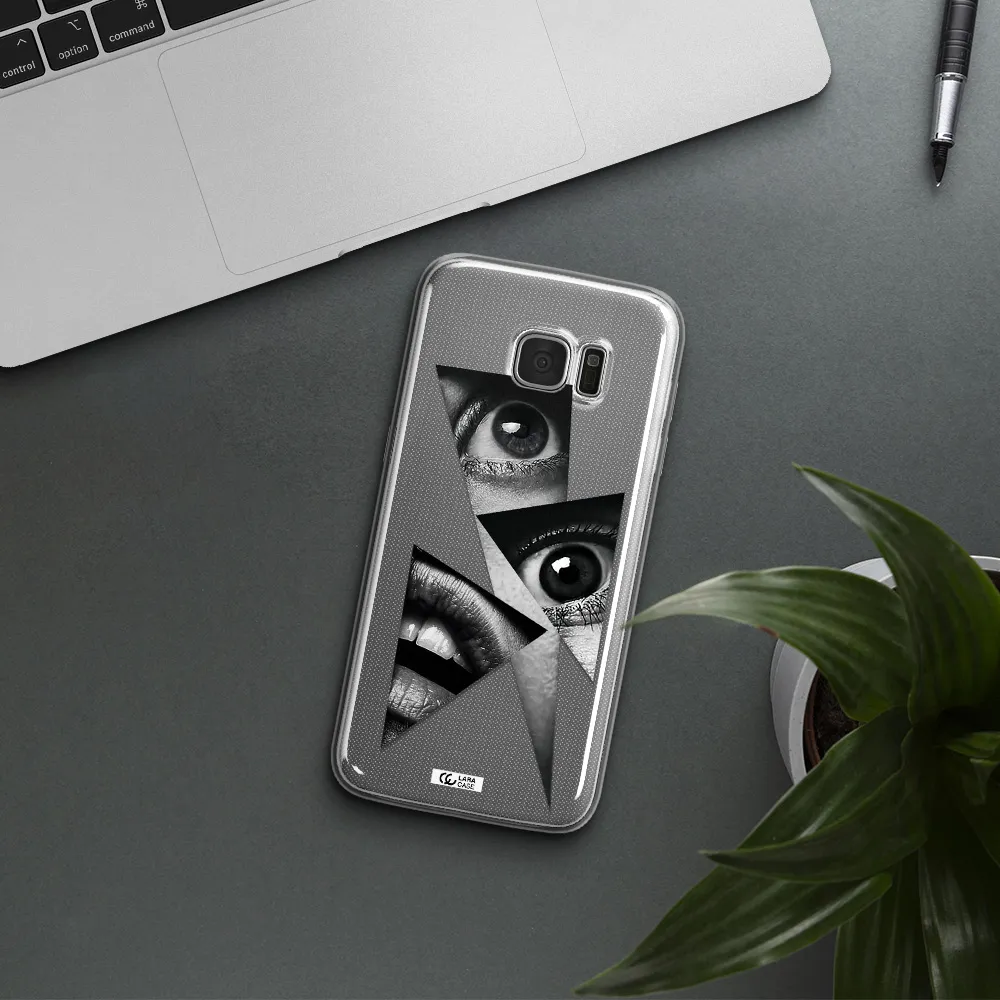 a close-up of a woman's eyes and lips Samsung S7 Edge Clear TPU Case