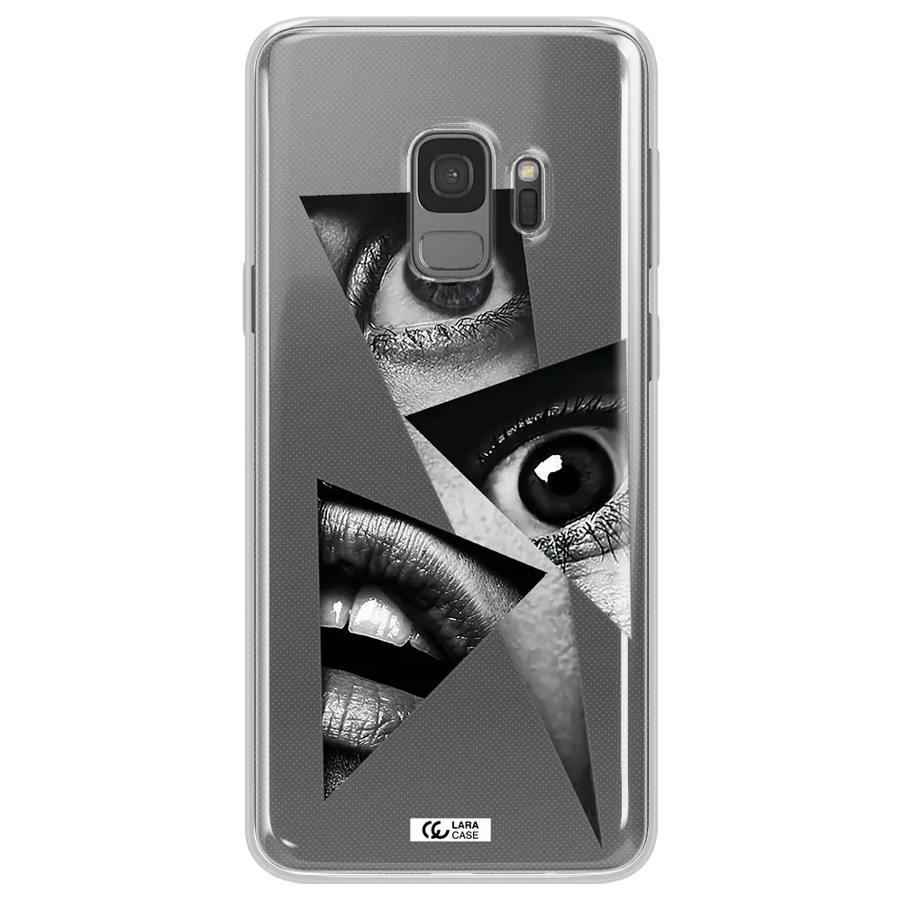 a close-up of a woman's eyes and lips Samsung S9 Clear TPU Case