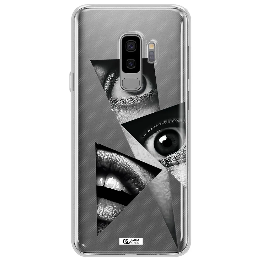 a close-up of a woman's eyes and lips Samsung S9 Plus Clear TPU Case