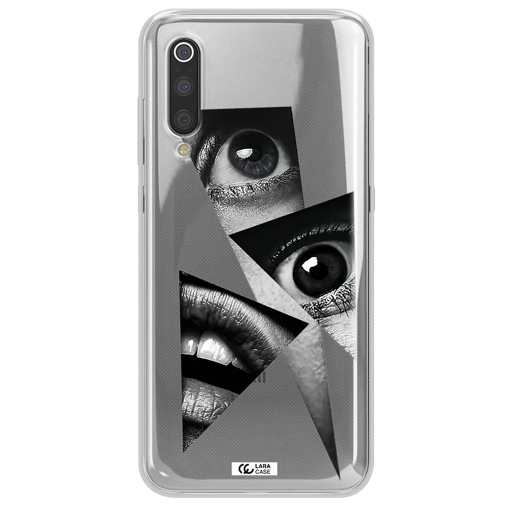 a close-up of a woman's eyes and lips Xiaomi Mi 9 Clear TPU Case
