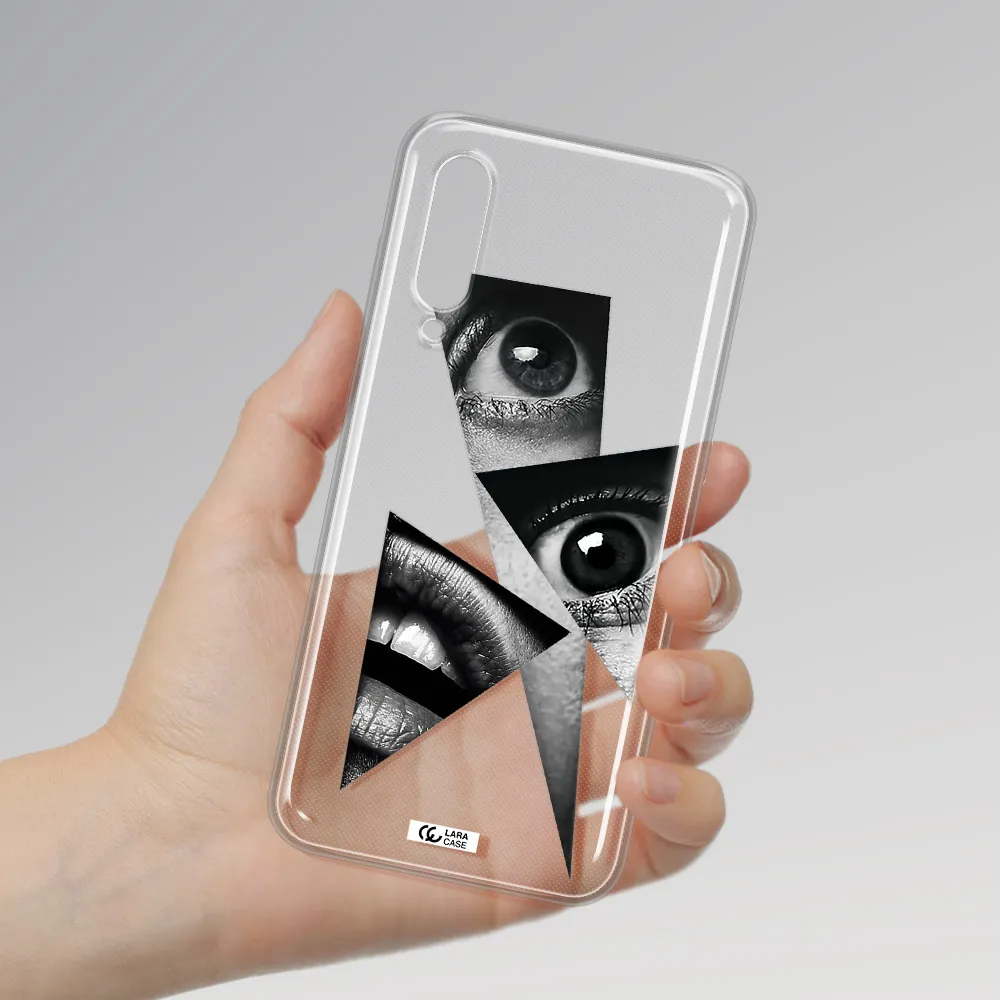 a close-up of a woman's eyes and lips Xiaomi Mi 9 Clear TPU Case