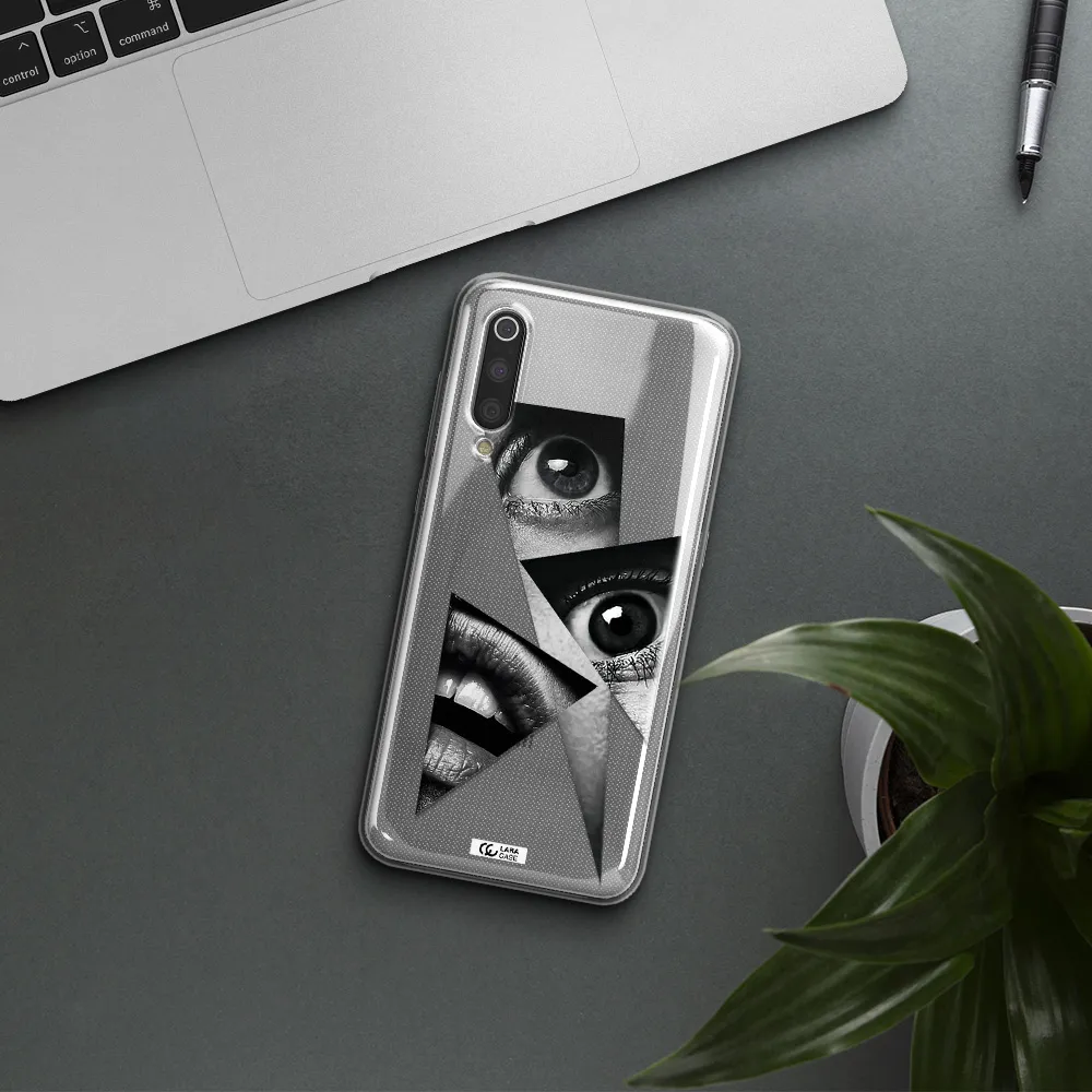 a close-up of a woman's eyes and lips Xiaomi Mi 9 Clear TPU Case