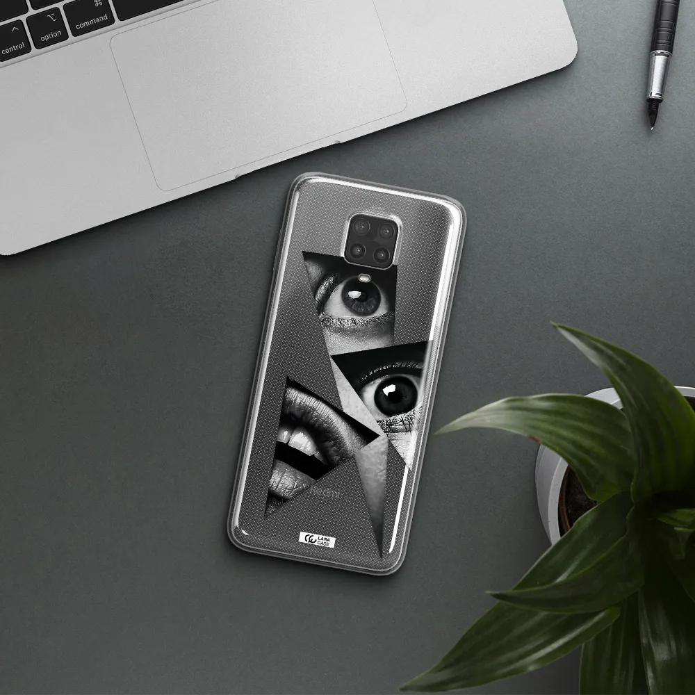 a close-up of a woman's eyes and lips Xiaomi Note 9 Pro Clear TPU Case