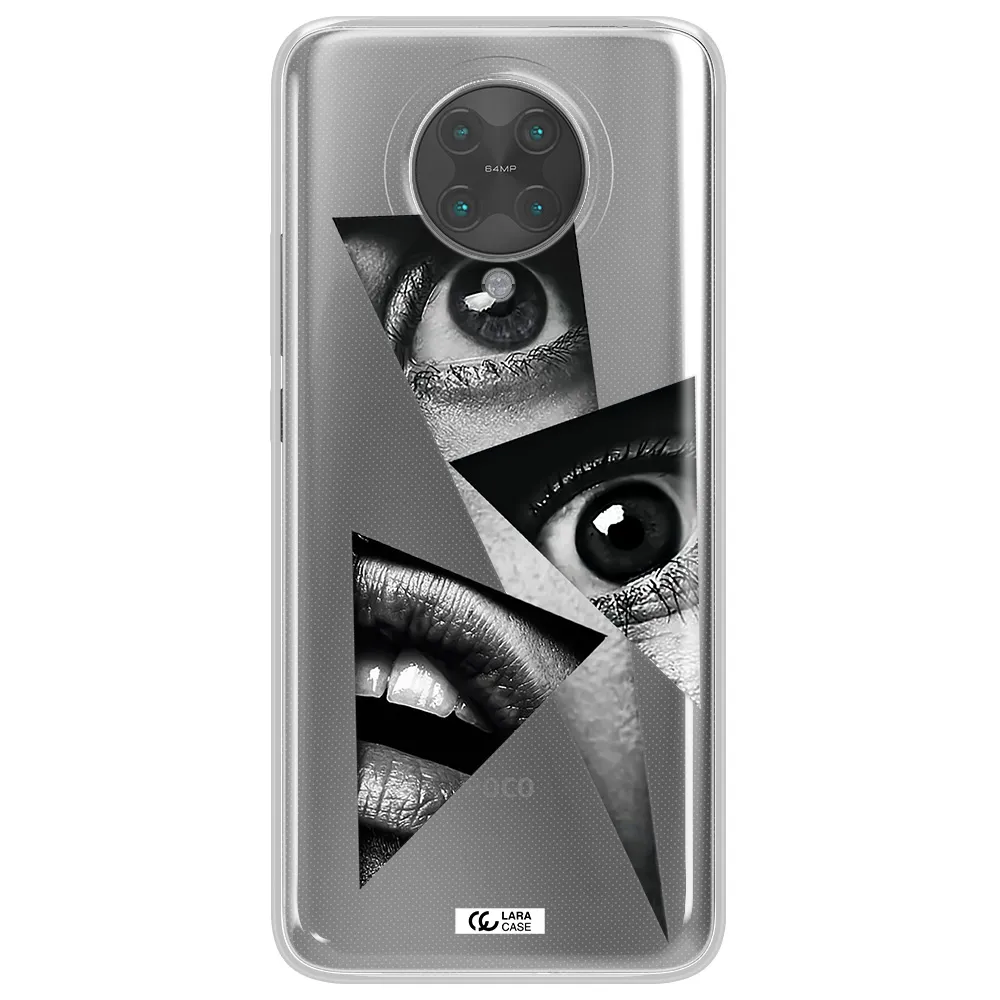 a close-up of a woman's eyes and lips Xiaomi Poco F2 Pro Clear TPU Case