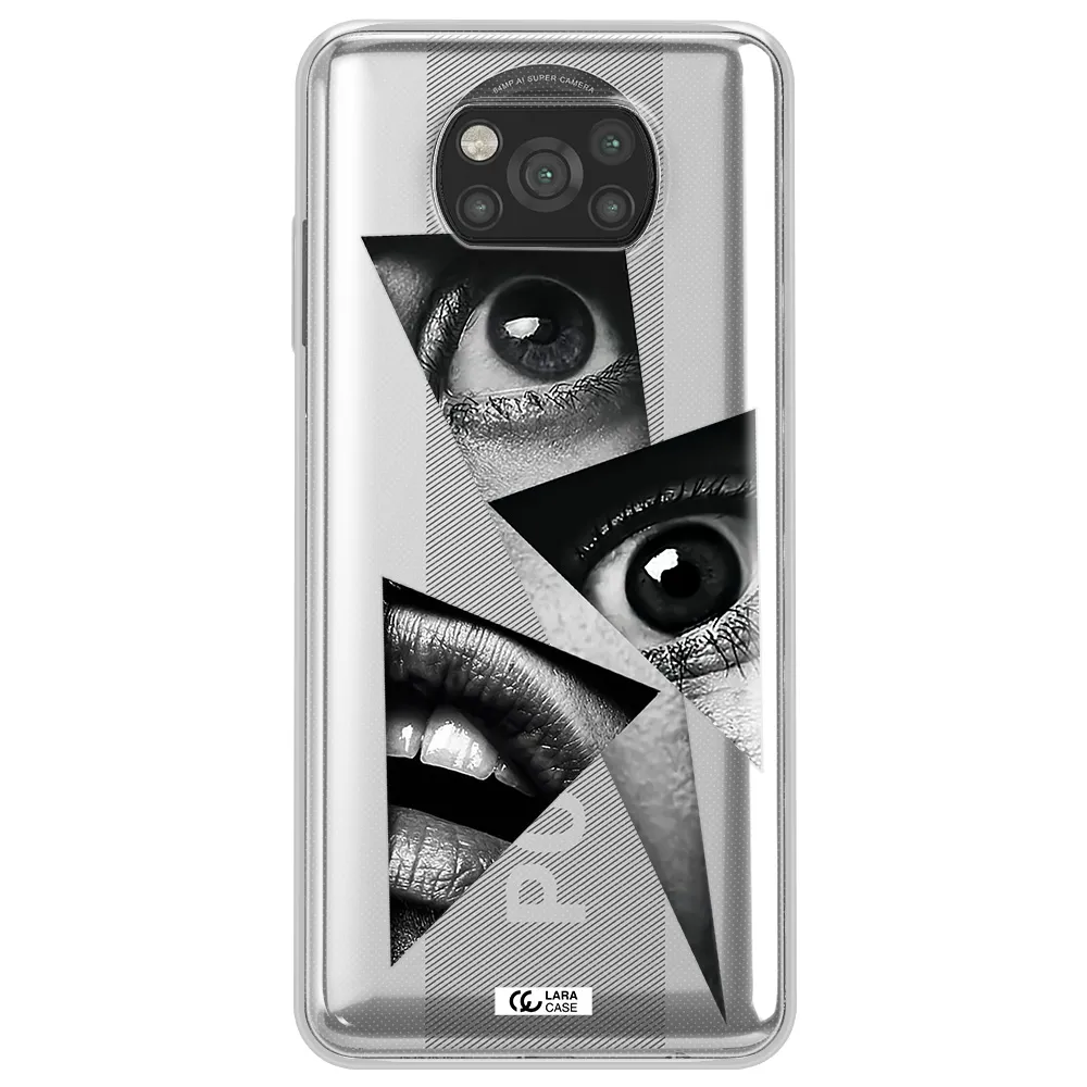 a close-up of a woman's eyes and lips Xiaomi Poco X3 Clear TPU Case