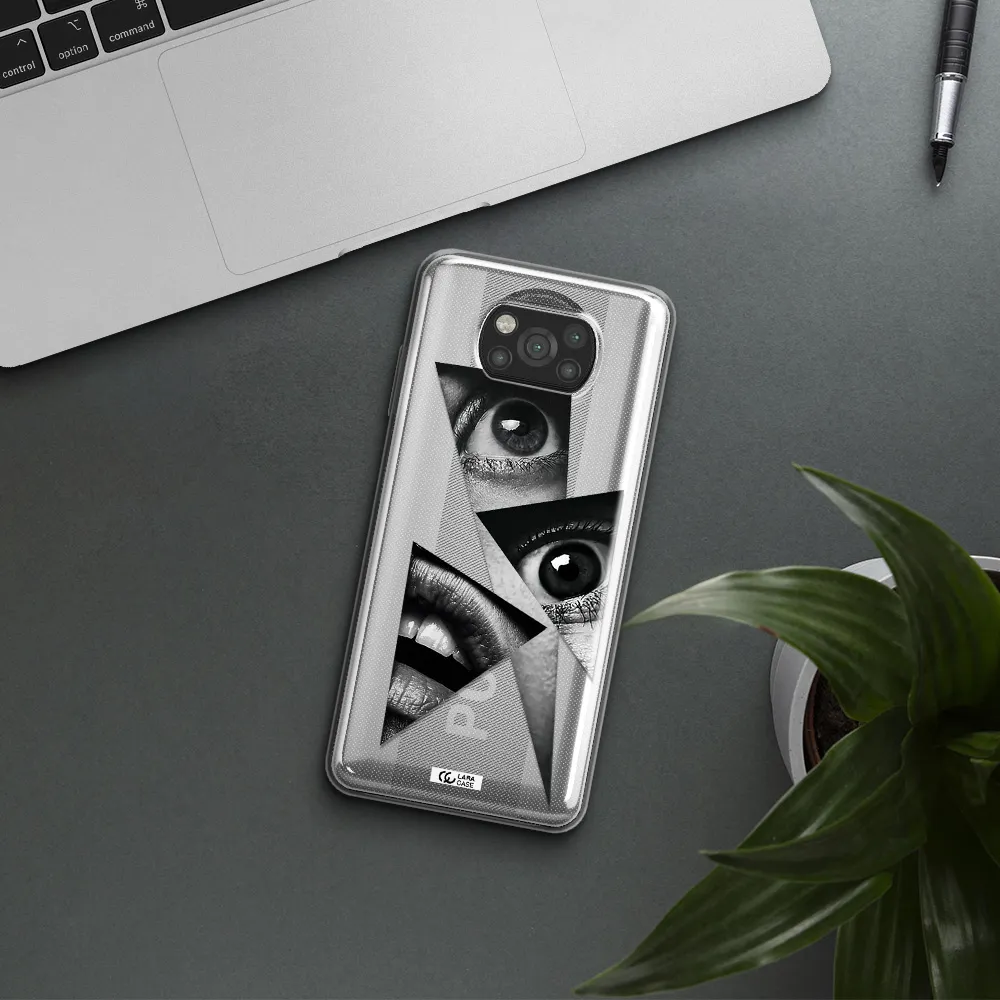 a close-up of a woman's eyes and lips Xiaomi Poco X3 Clear TPU Case