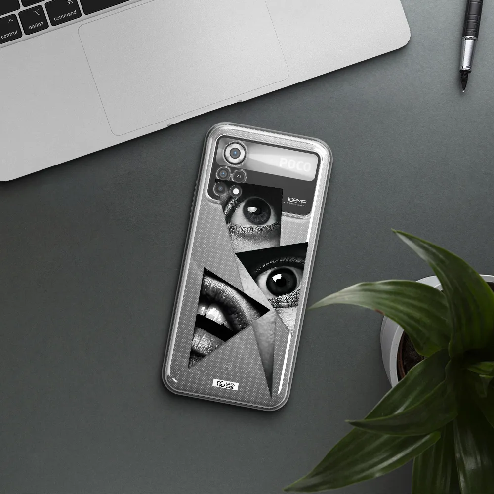 a close-up of a woman's eyes and lips Xiaomi Poco X4 Pro Clear TPU Case
