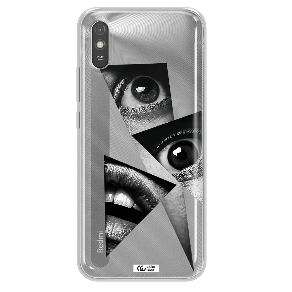 a close-up of a woman's eyes and lips Xiaomi Redmi 9A Clear TPU Case