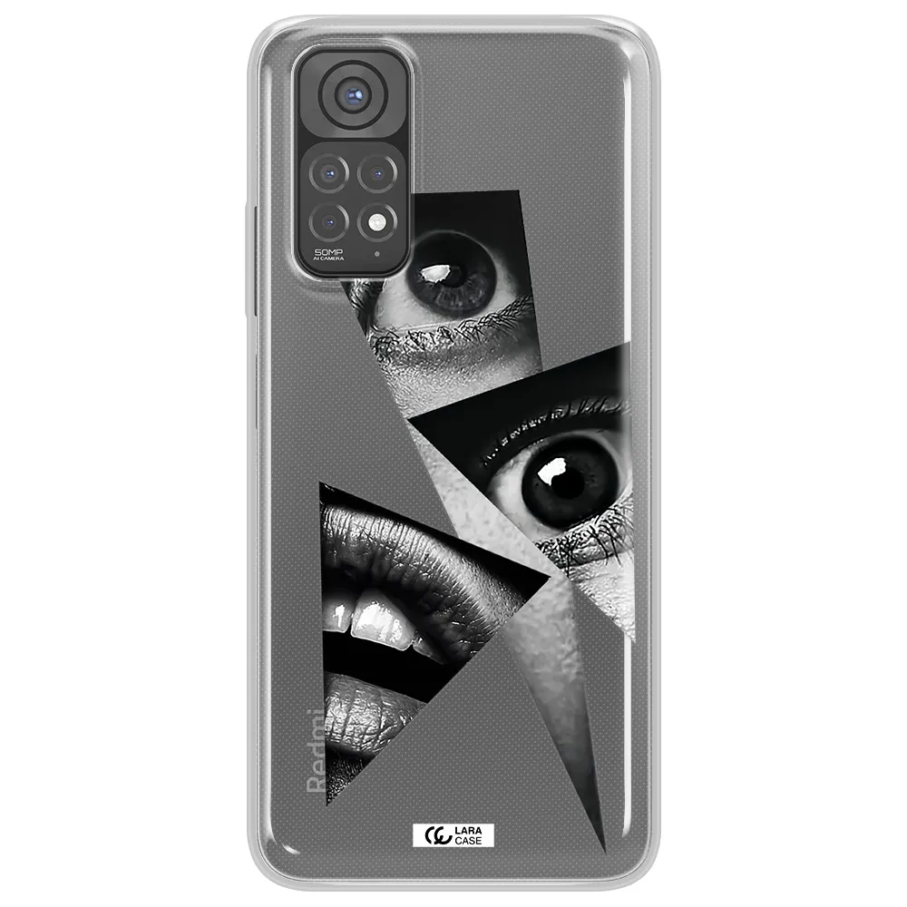 a close-up of a woman's eyes and lips Xiaomi Redmi Note 11 Clear TPU Case