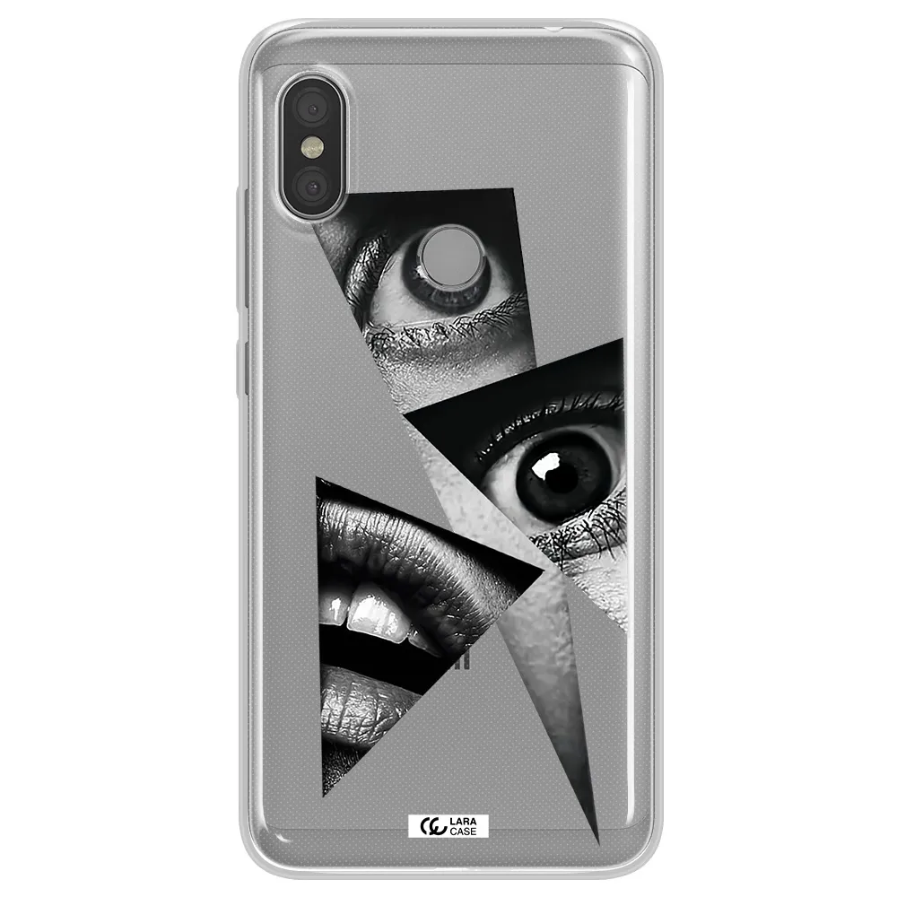 a close-up of a woman's eyes and lips Xiaomi Redmi Note 6 Pro Clear TPU Case