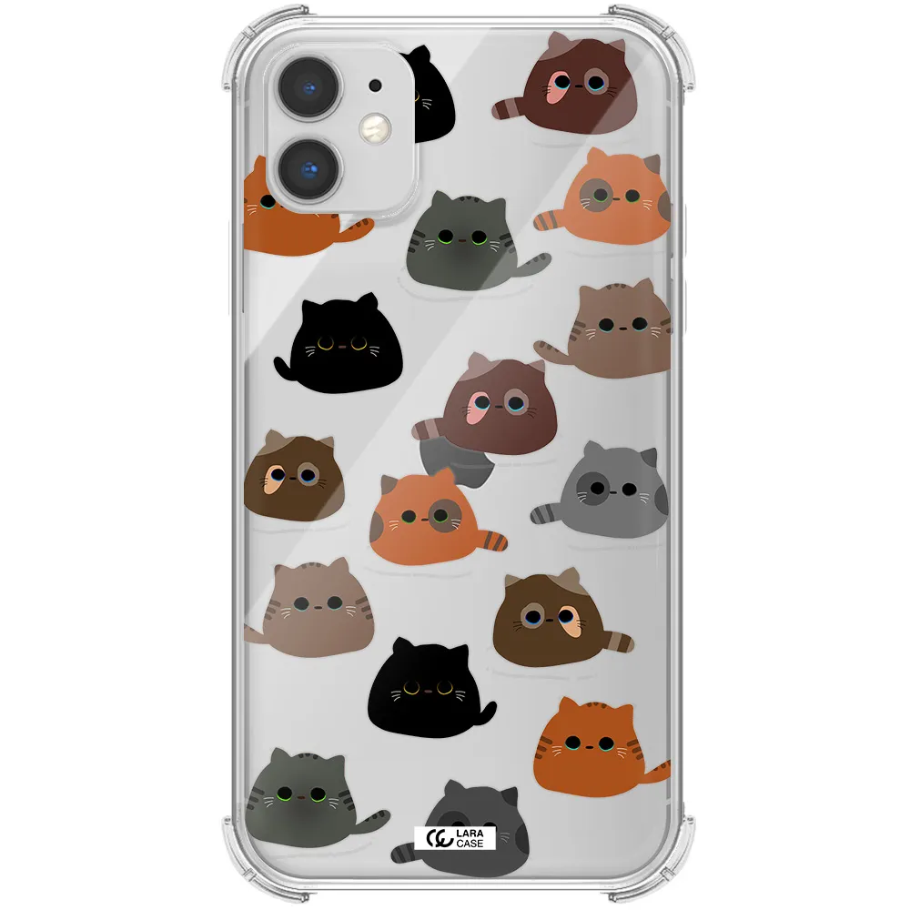 a group of cats with different colors Apple iPhone 11 Clear PC Case
