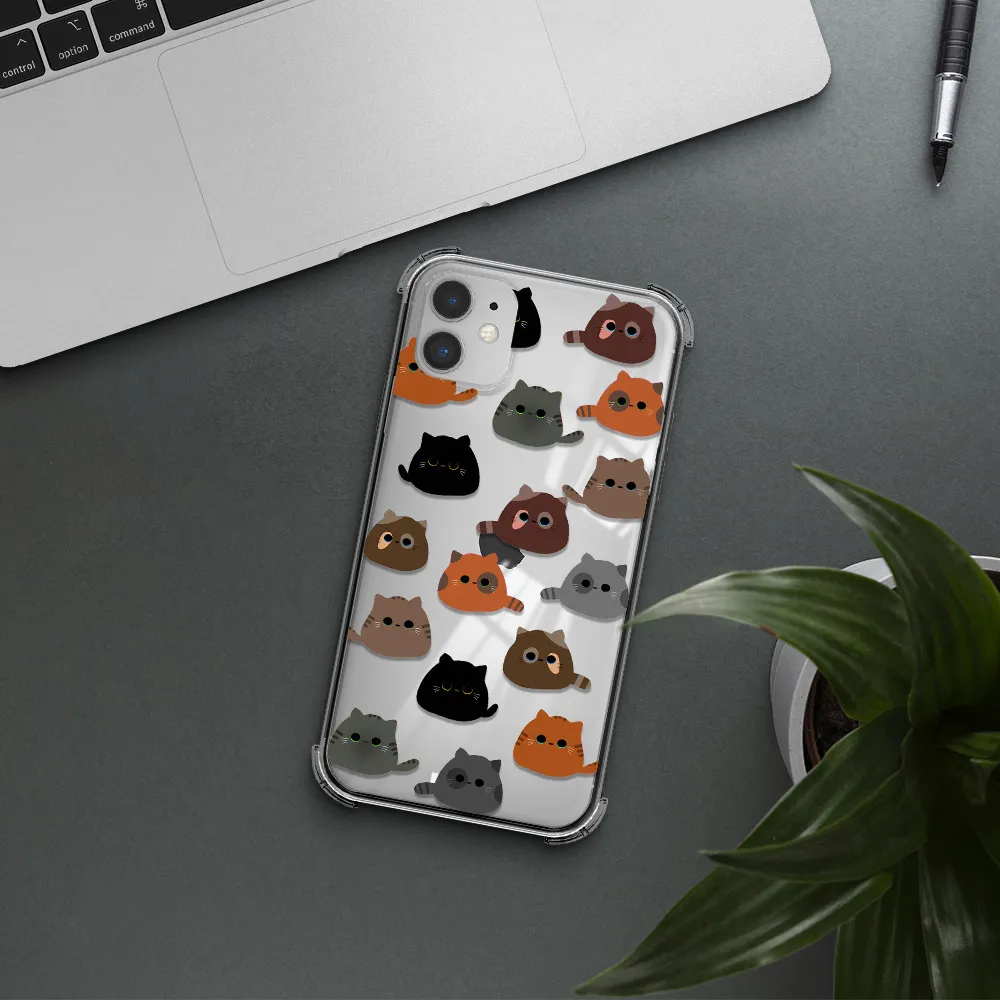 a group of cats with different colors Apple iPhone 11 Clear PC Case