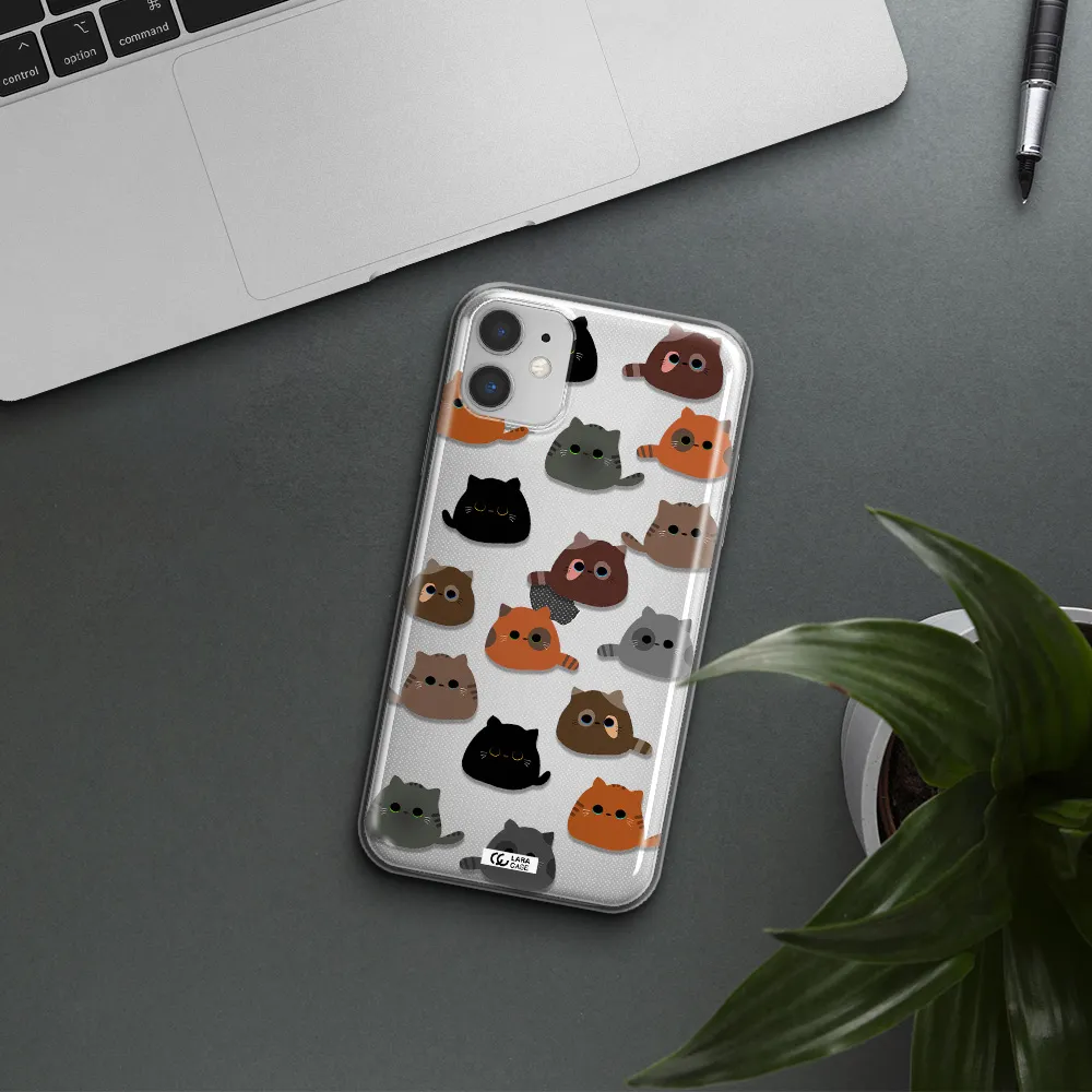 a group of cats with different colors Apple iPhone 11 Clear TPU Case
