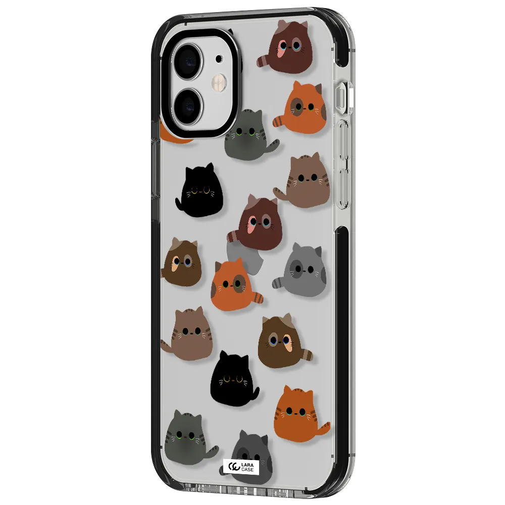 a group of cats with different colors Apple iPhone 11 impact black border Case