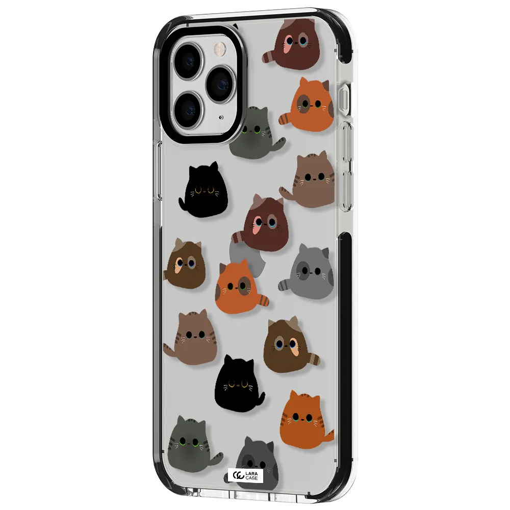 a group of cats with different colors Apple iPhone 11 pro impact black border Case