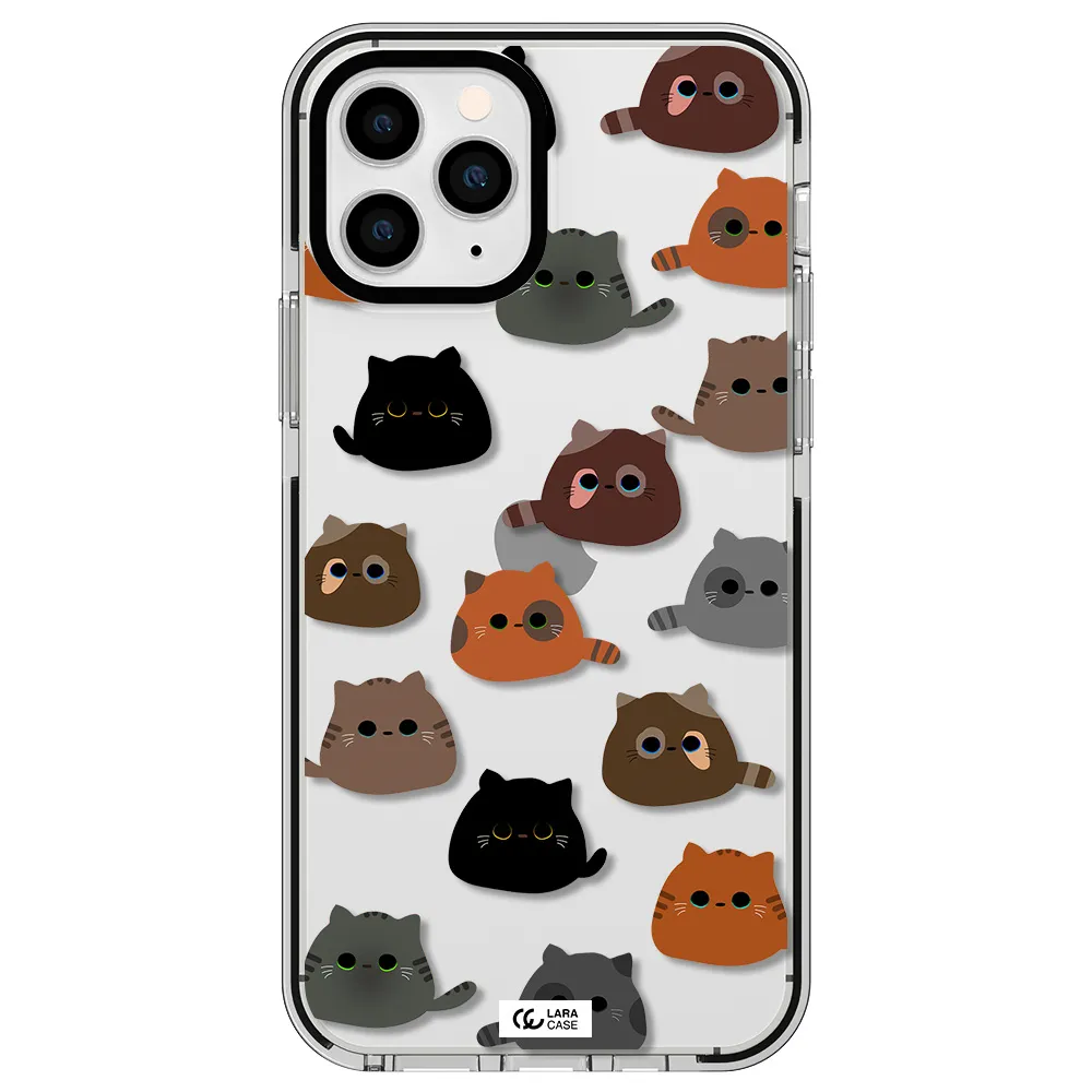 a group of cats with different colors Apple iPhone 11 pro max impact black border Case