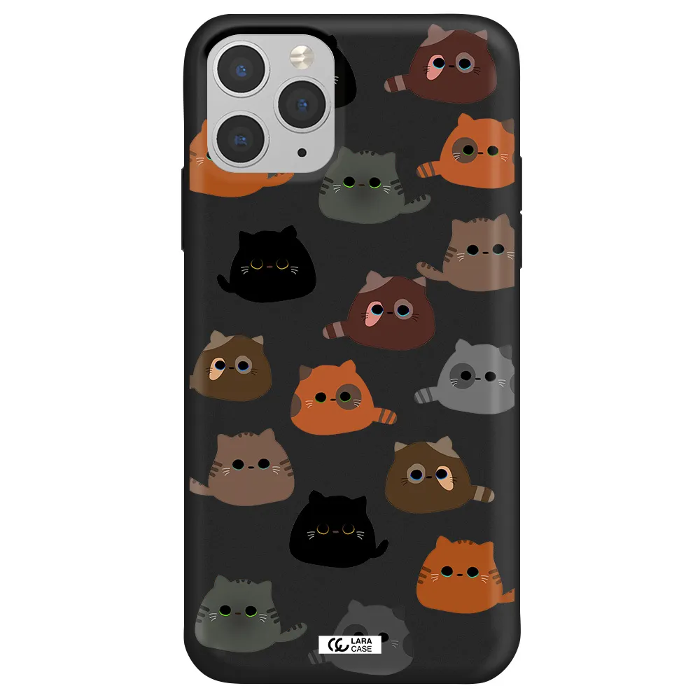 a group of cats with different colors Apple iPhone 11 pro max Silicone black Case