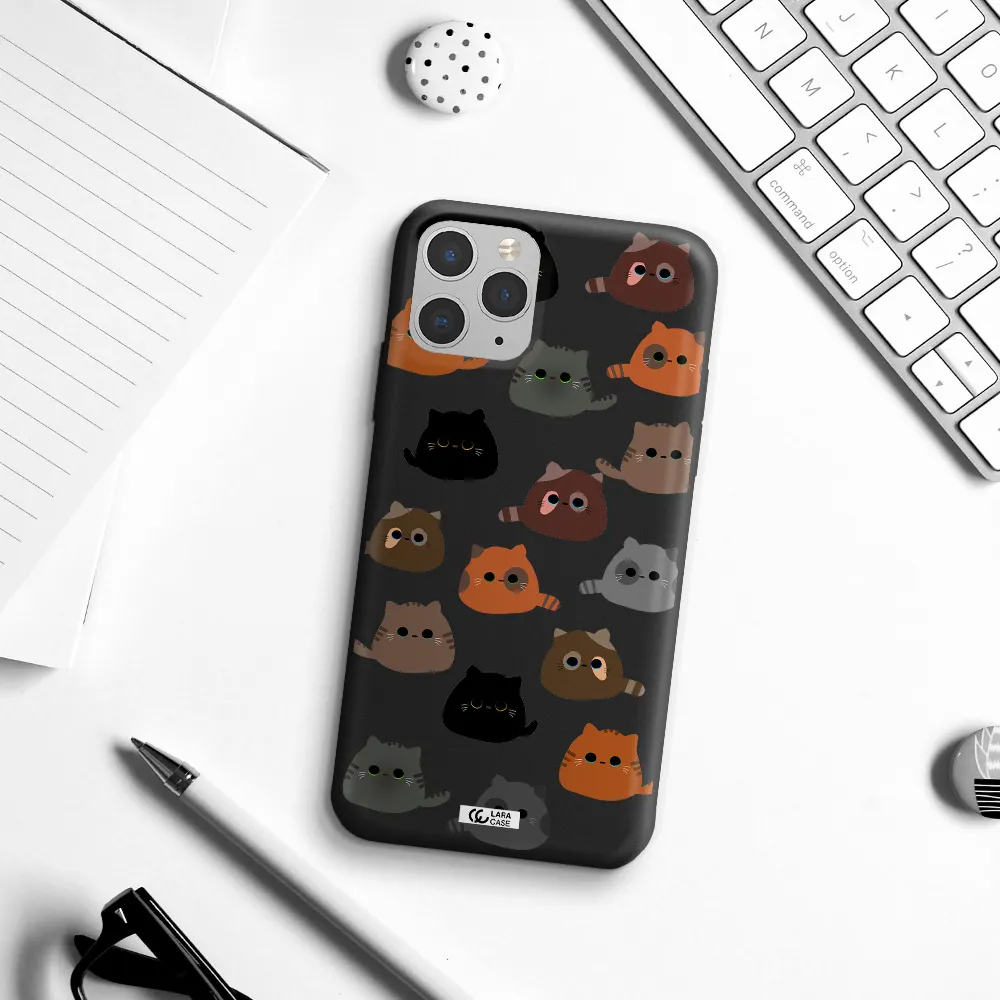 a group of cats with different colors Apple iPhone 11 pro max Silicone black Case