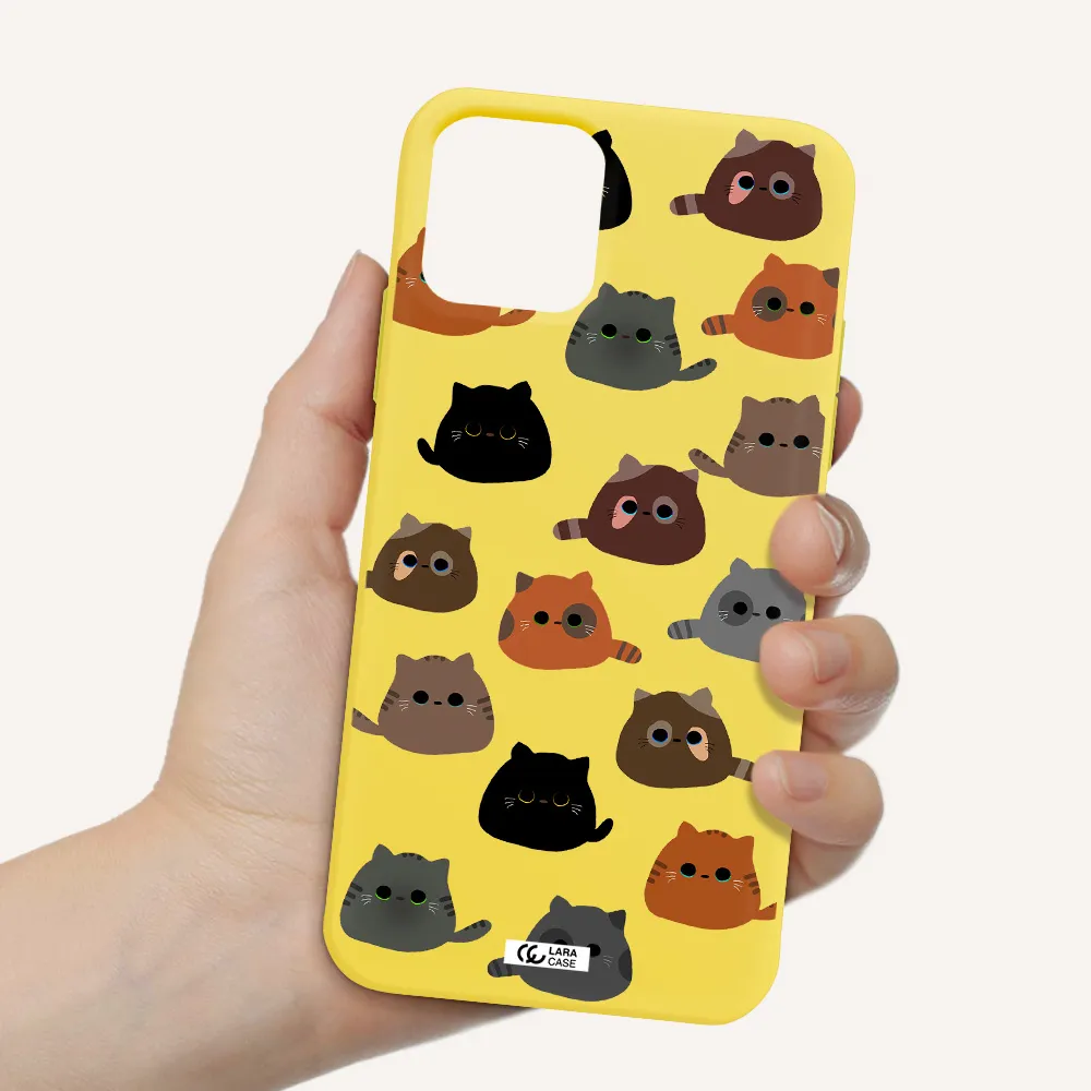 a group of cats with different colors Apple iPhone 11 pro max Silicone canary yellow Case