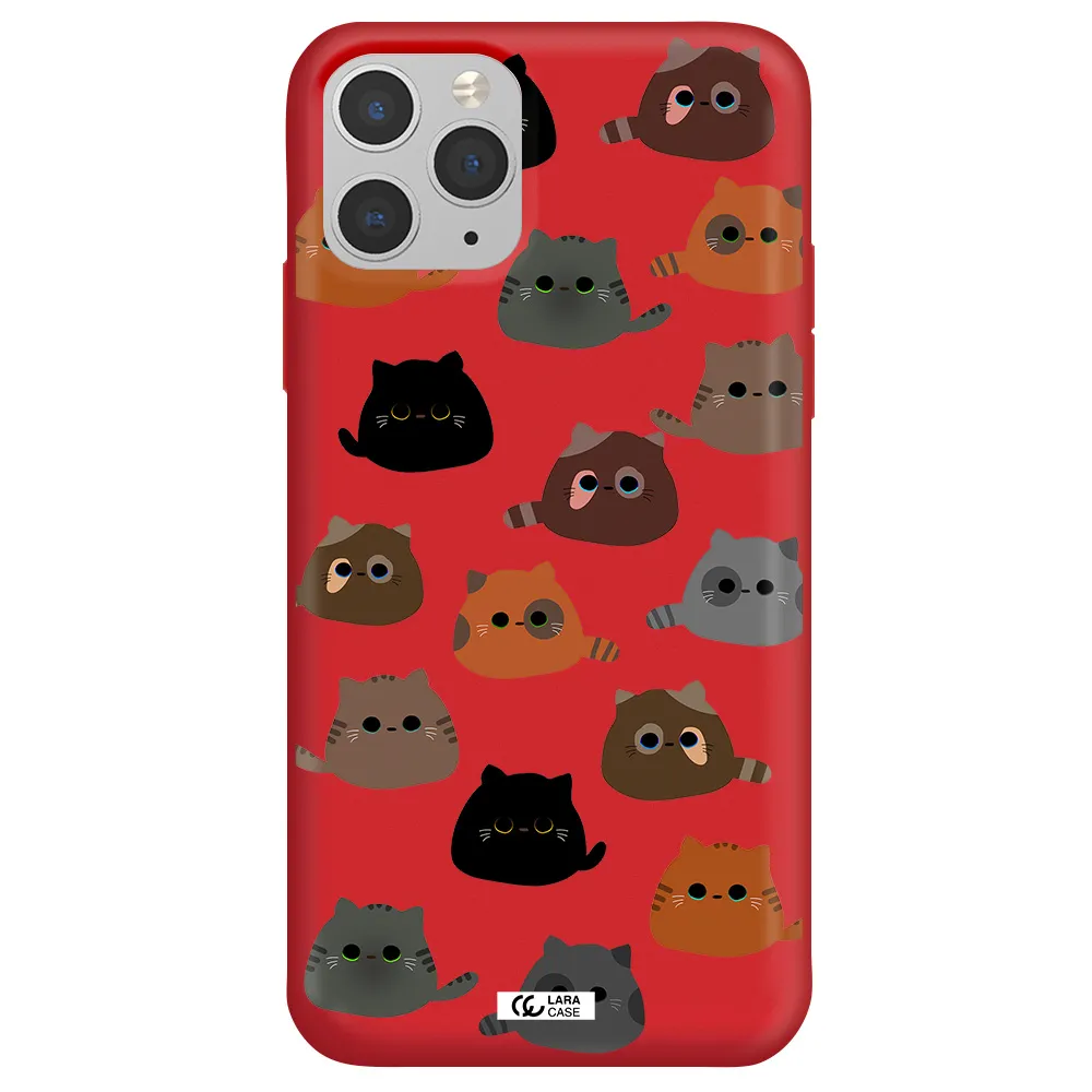 a group of cats with different colors Apple iPhone 11 pro max Silicone Imperial Red Case