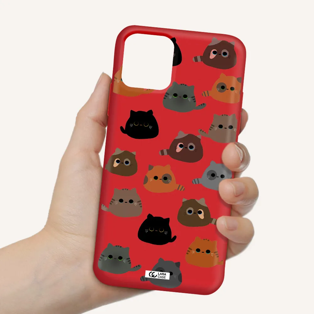 a group of cats with different colors Apple iPhone 11 pro max Silicone Imperial Red Case
