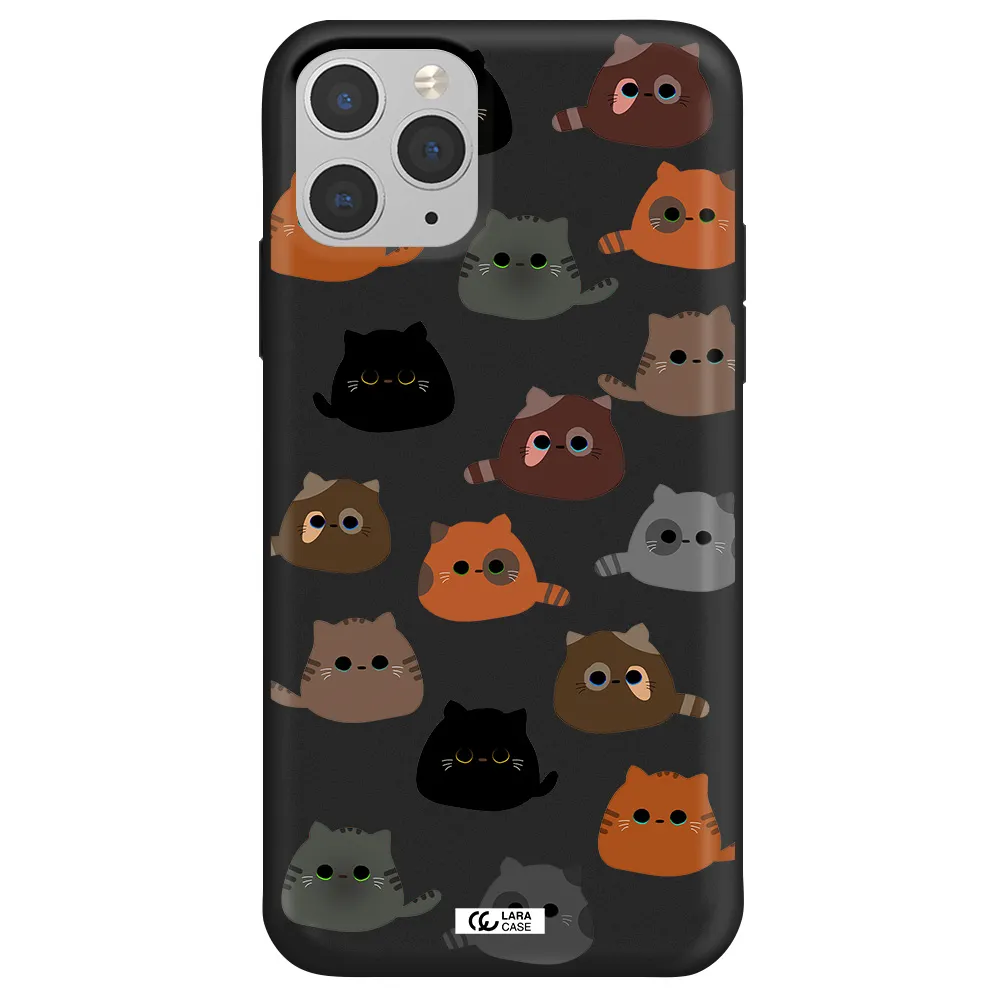 a group of cats with different colors Apple iPhone 11 pro Silicone black Case