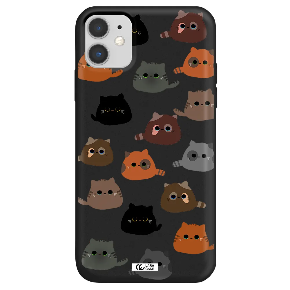 a group of cats with different colors Apple iPhone 11 Silicone black Case