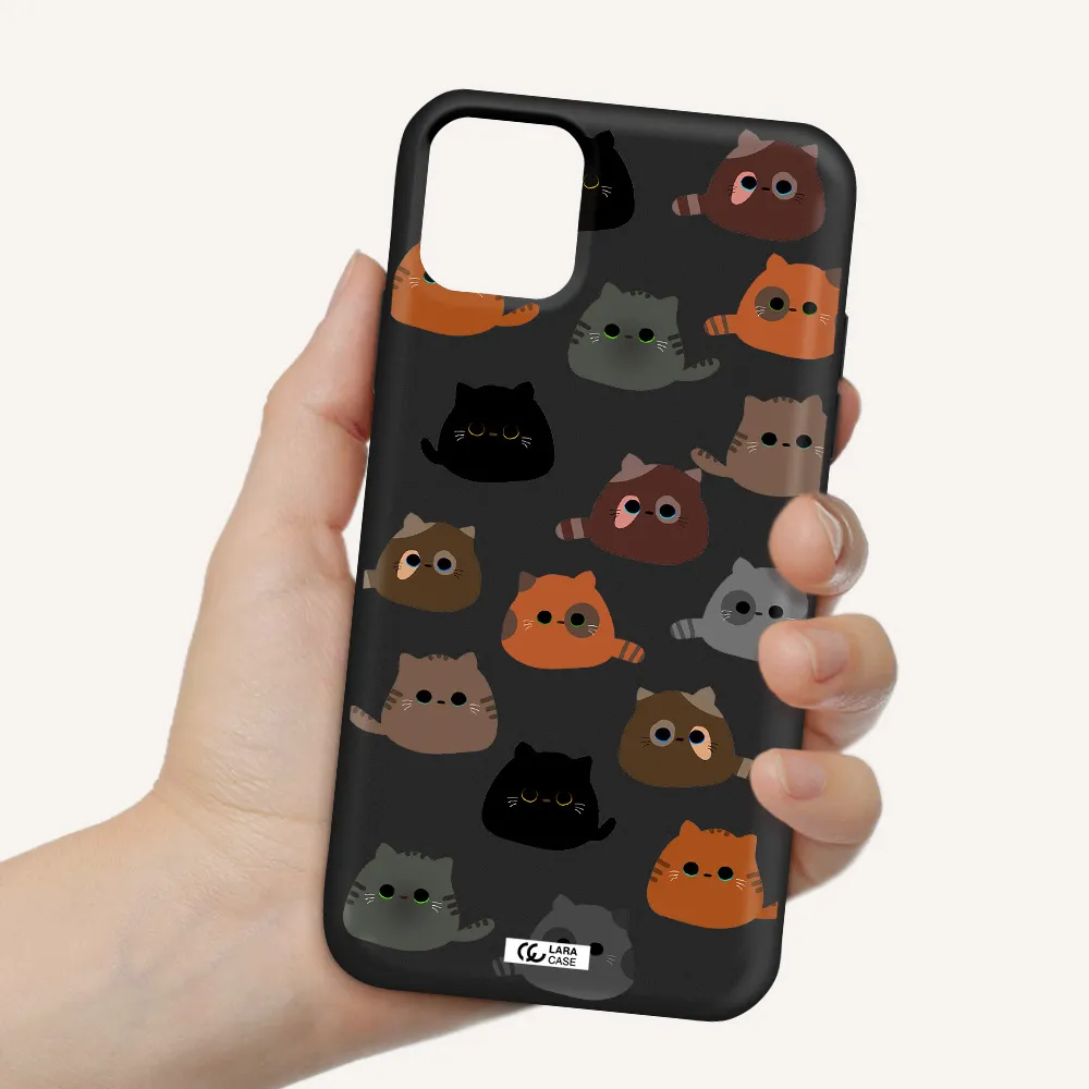 a group of cats with different colors Apple iPhone 11 Silicone black Case