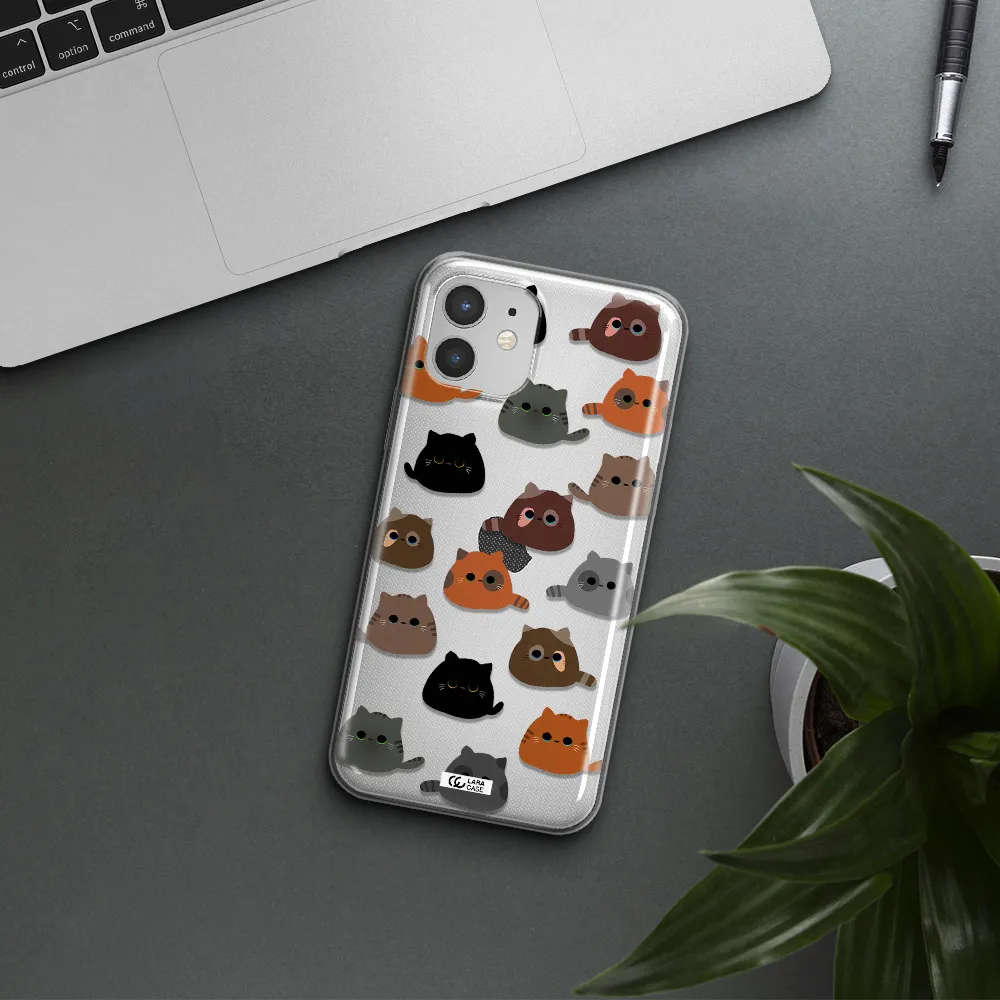 a group of cats with different colors Apple iPhone 12 Clear TPU Case