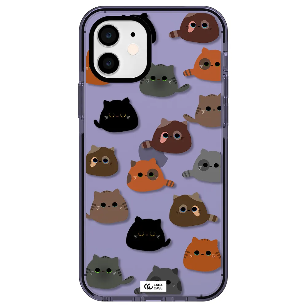 a group of cats with different colors Apple iPhone 12 impact Lilac Case