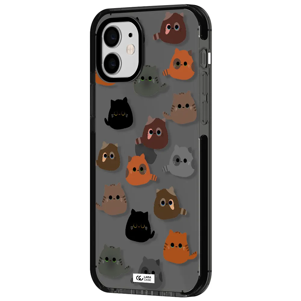 a group of cats with different colors Apple iPhone 12 impact Smoke Black Case