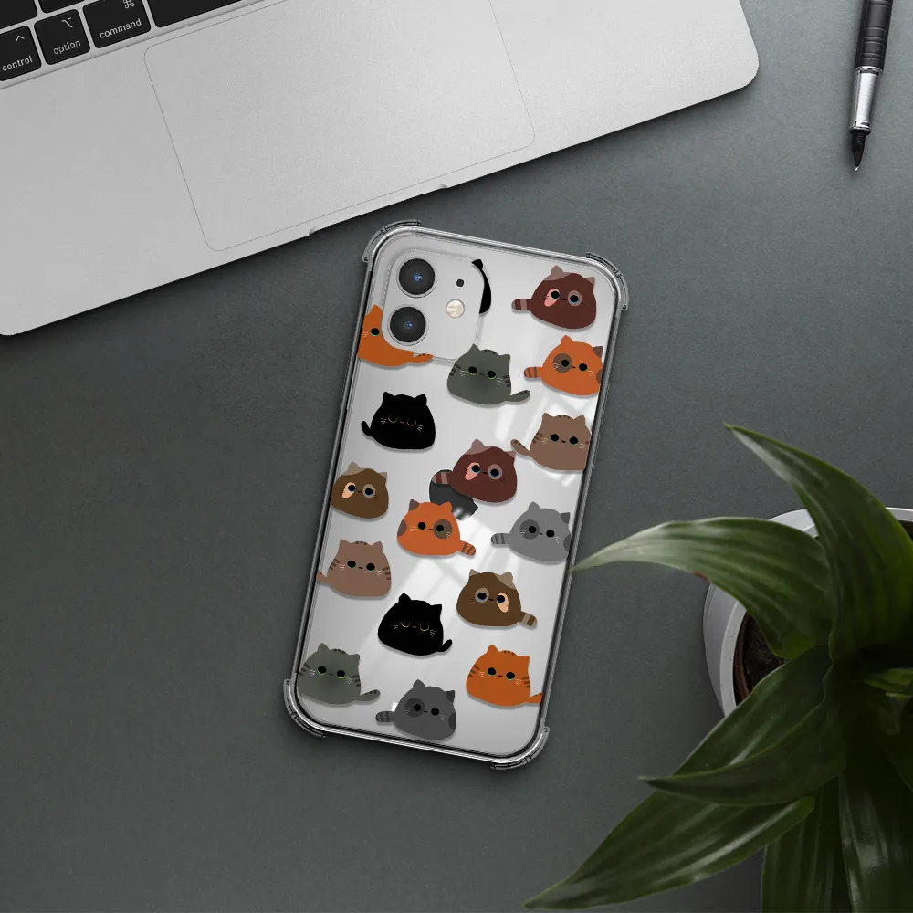 a group of cats with different colors Apple iPhone 12 mini Clear PC Case
