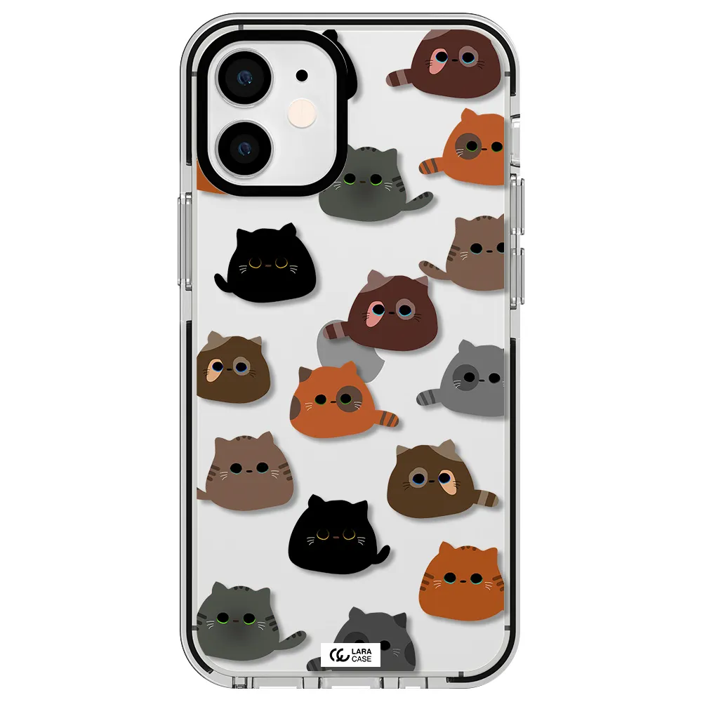 a group of cats with different colors Apple iPhone 12 mini impact black border Case