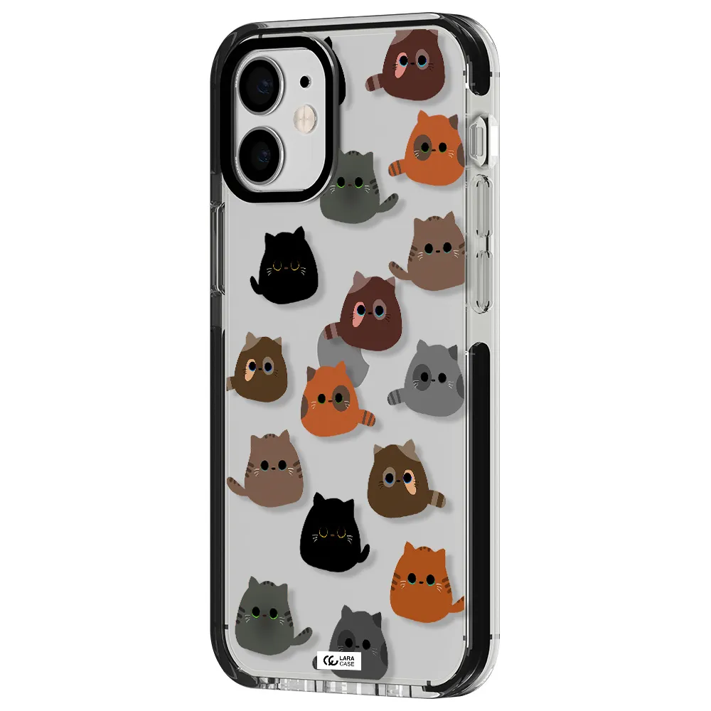 a group of cats with different colors Apple iPhone 12 mini impact black border Case