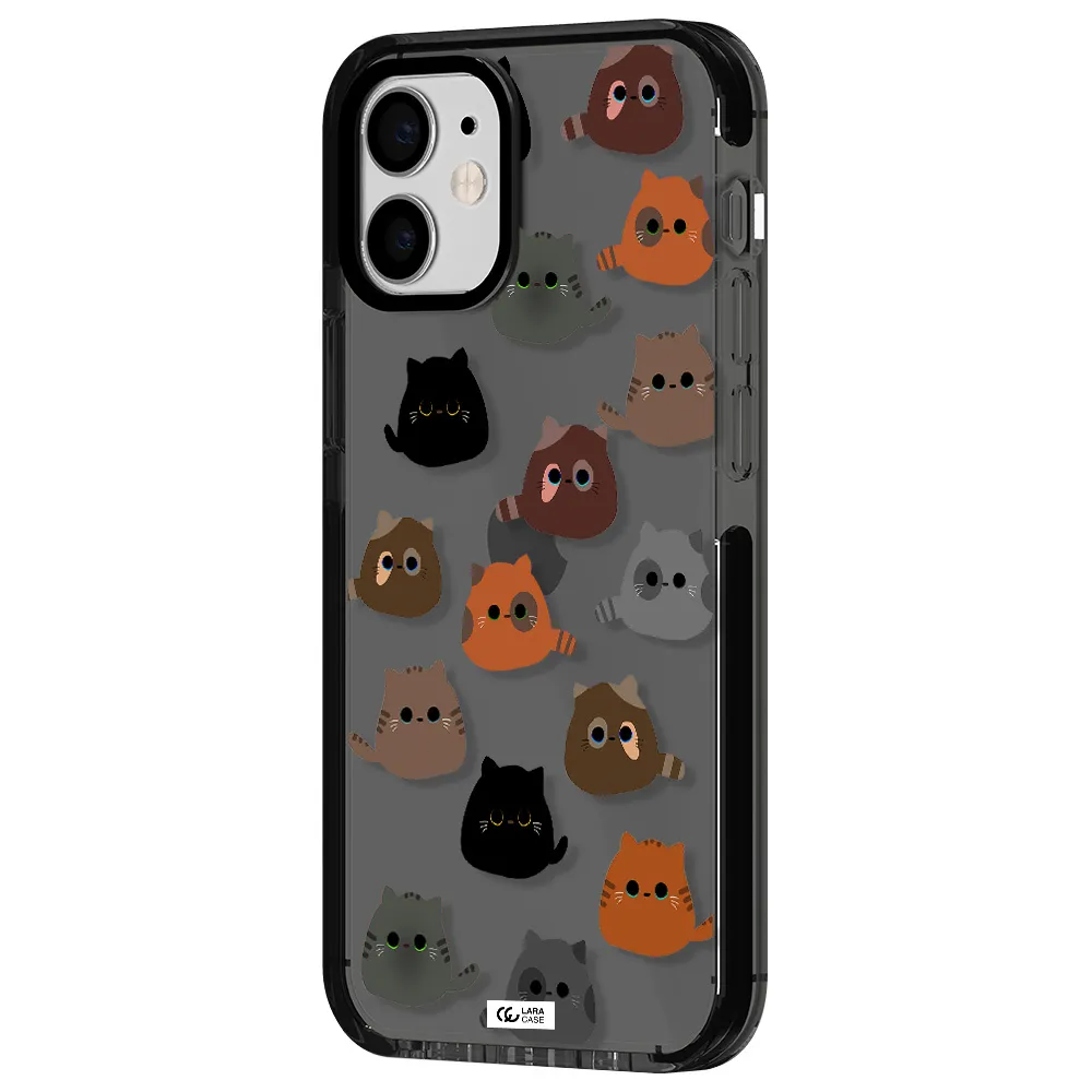 a group of cats with different colors Apple iPhone 12 mini impact Smoke Black Case
