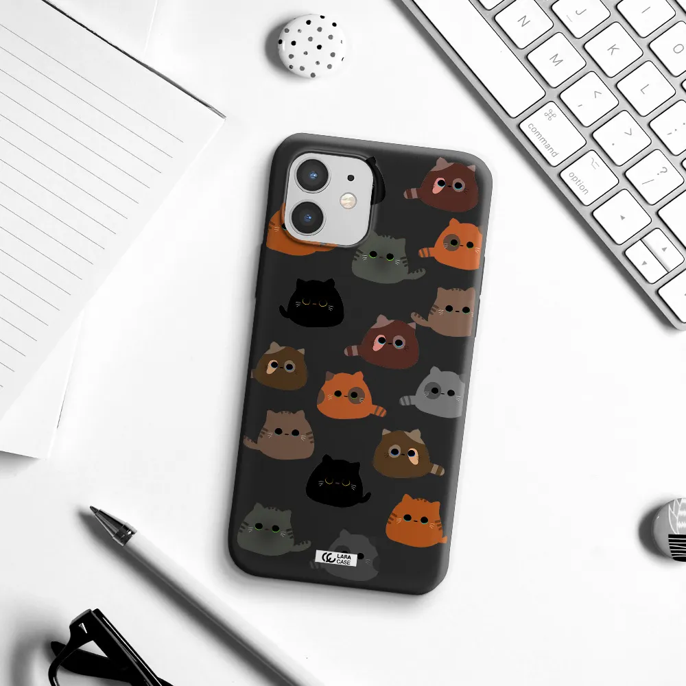 a group of cats with different colors Apple iPhone 12 mini Silicone black Case