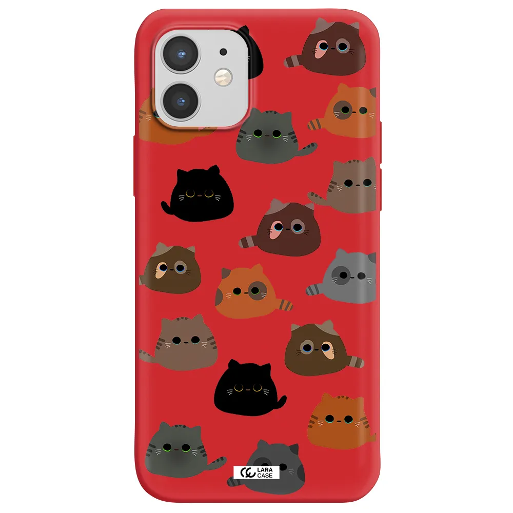 a group of cats with different colors Apple iPhone 12 mini Silicone Imperial Red Case