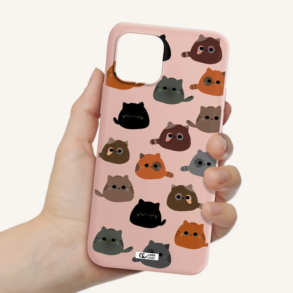 a group of cats with different colors Apple iPhone 12 mini Silicone pastel pink Case