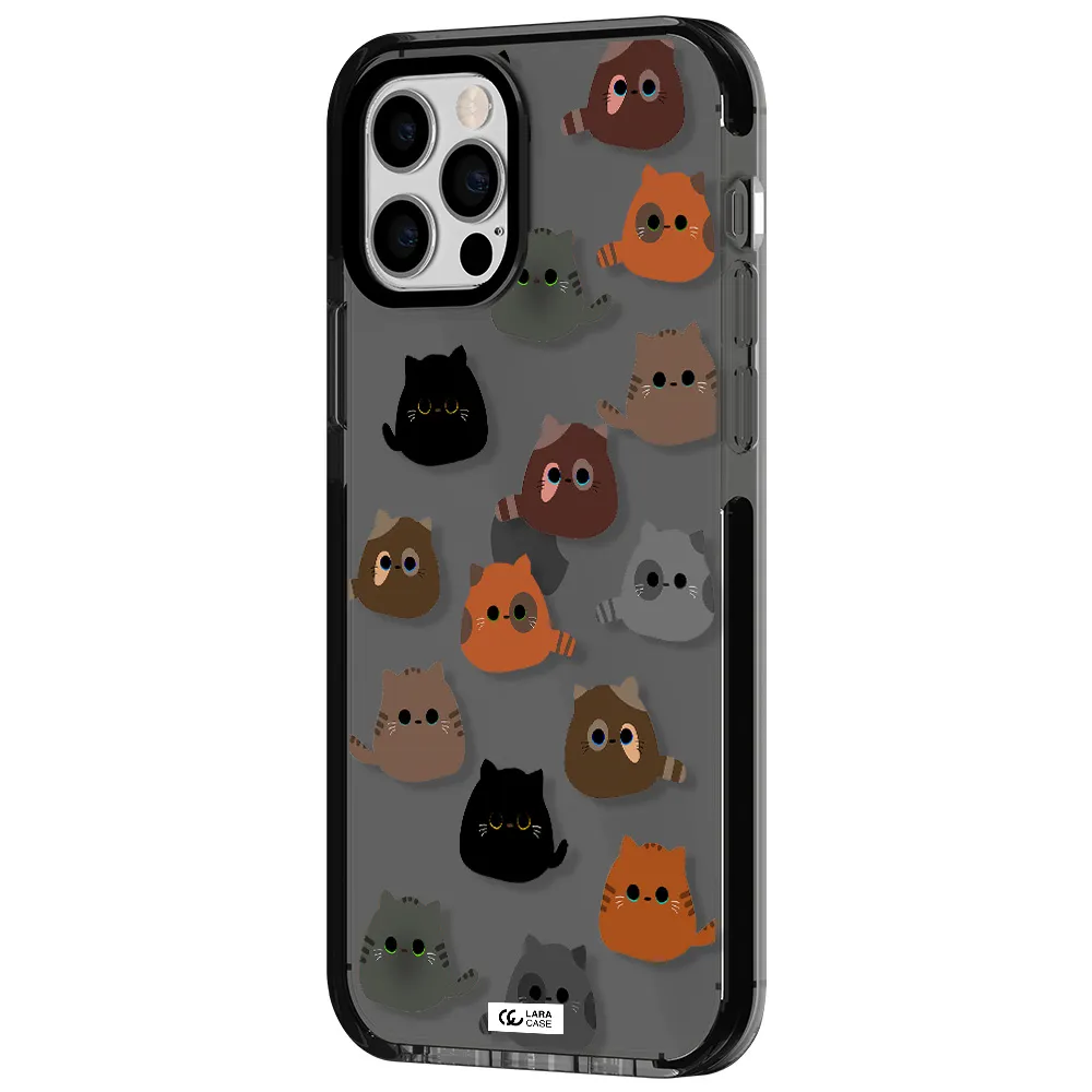 a group of cats with different colors Apple iPhone 12 pro impact Smoke Black Case