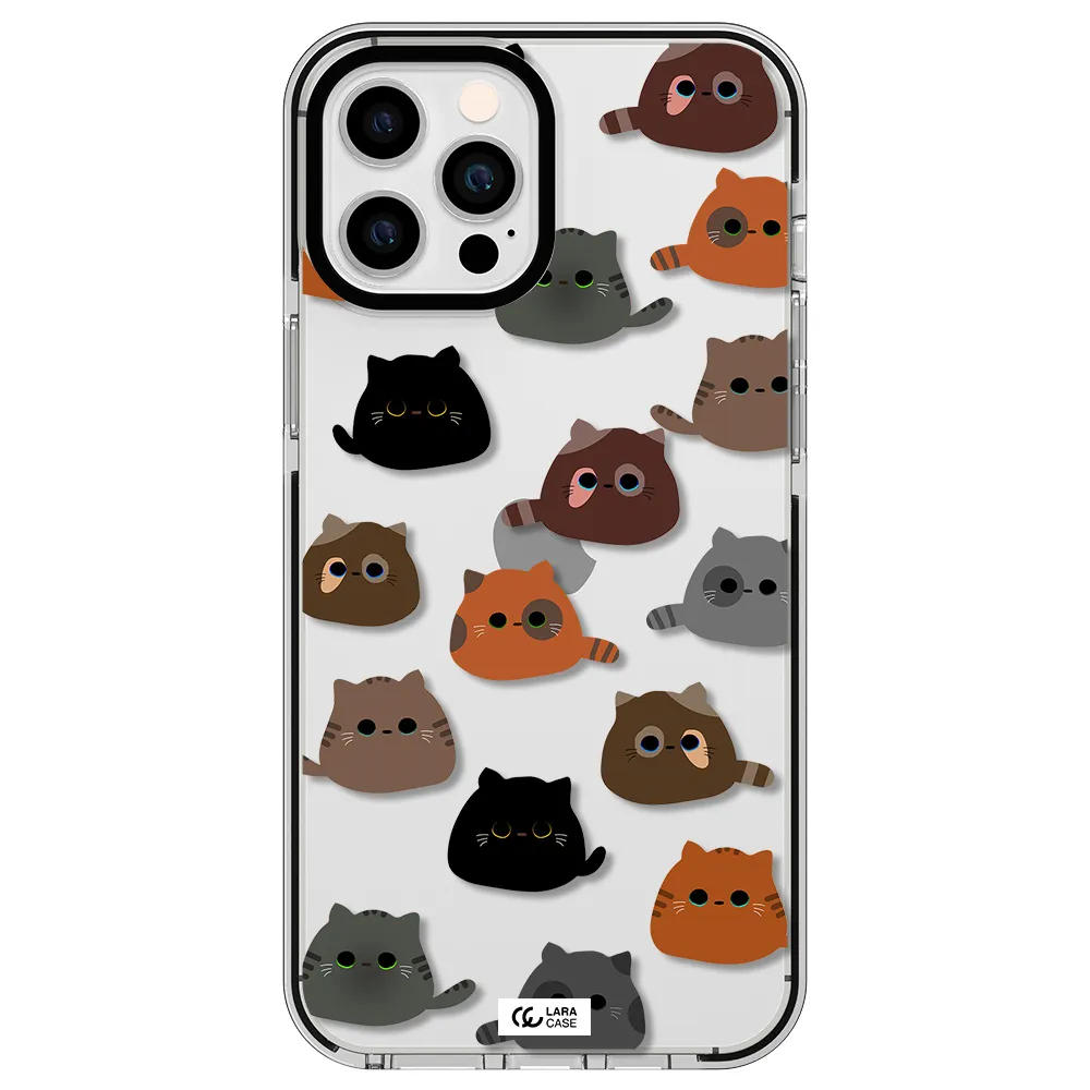 a group of cats with different colors Apple iPhone 12 pro max impact black border Case