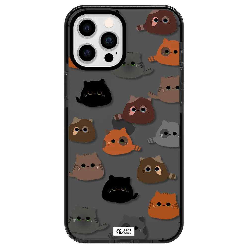 a group of cats with different colors Apple iPhone 12 pro max impact Smoke Black Case