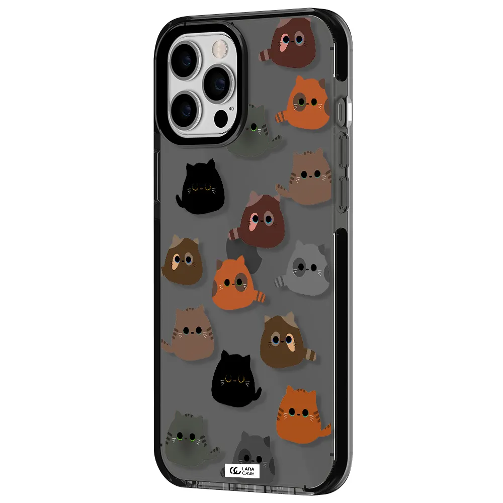 a group of cats with different colors Apple iPhone 12 pro max impact Smoke Black Case