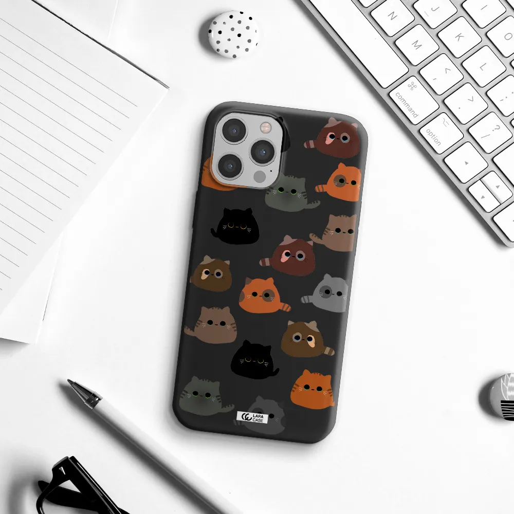 a group of cats with different colors Apple iPhone 12 pro max Silicone black Case