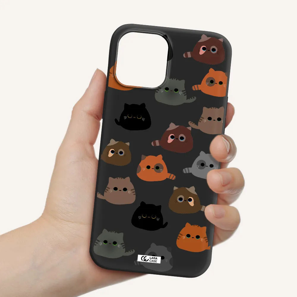 a group of cats with different colors Apple iPhone 12 pro Silicone black Case