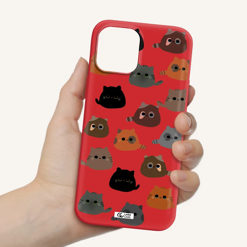 a group of cats with different colors Apple iPhone 12 pro Silicone Imperial Red Case
