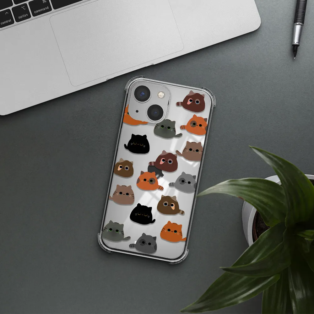 a group of cats with different colors Apple iPhone 13 Clear PC Case